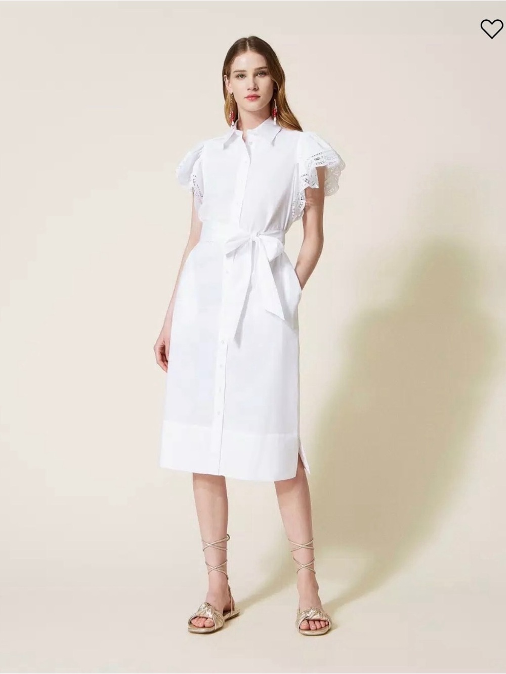 TWINSET Milano Midi Poplin Lace Dress NWT